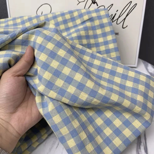 Stonewashed Cotton Yellow Blue Gingham Quilt Cover