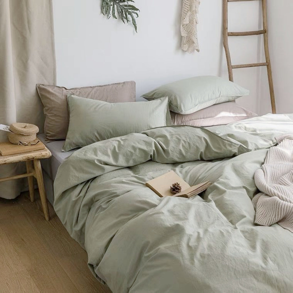 Stonewashed Cotton Sage Green Quilt Cover