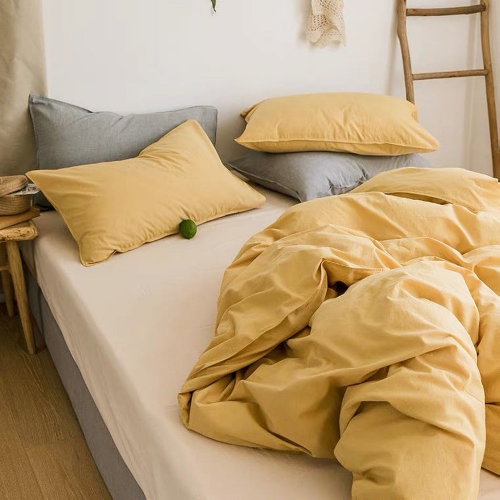 Stonewashed Cotton Warm Yellow Quilt Cover