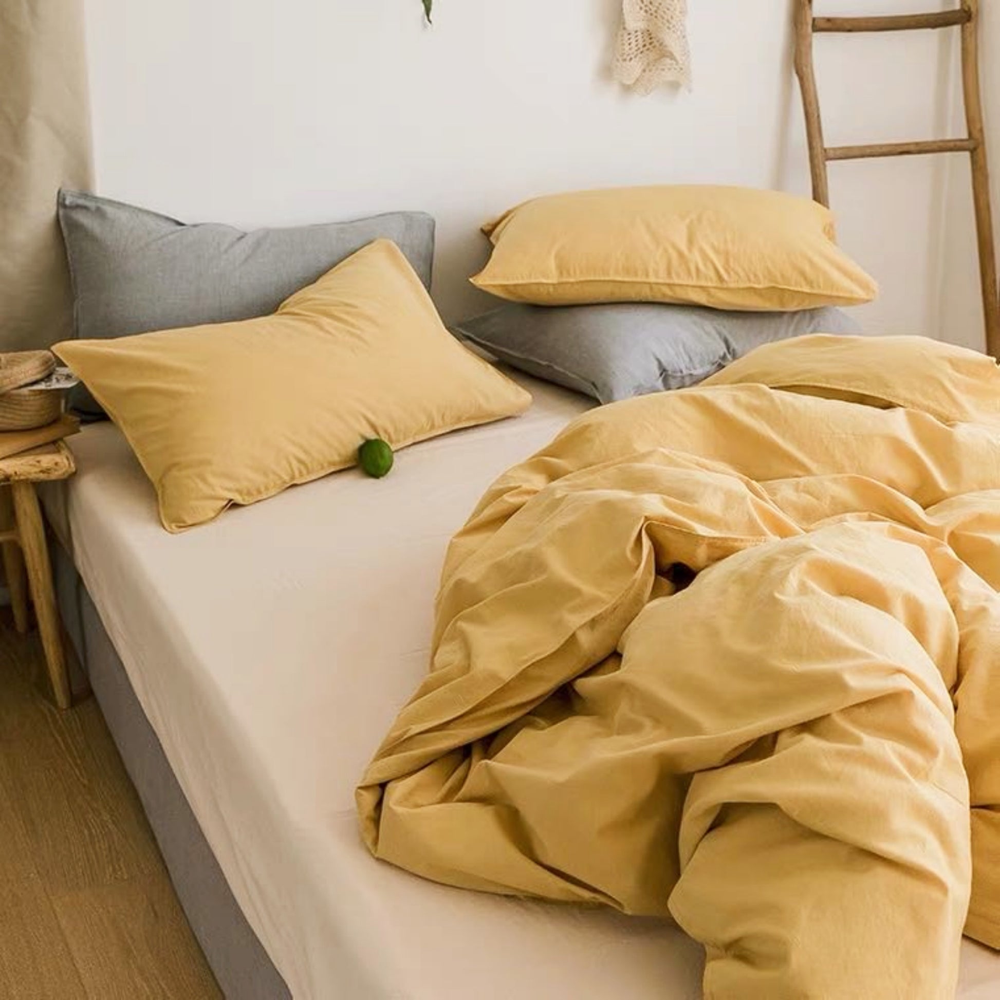 Stonewashed Cotton Warm Yellow Quilt Cover